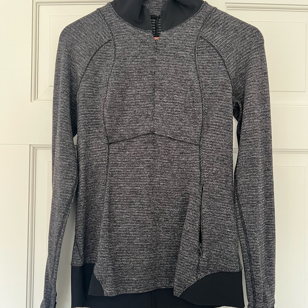 Lululemon Runderful 1/2 Zip Heathered Black Pullover Size 6